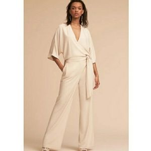 Halston Heritage Wrap-Front Jumpsuit off white